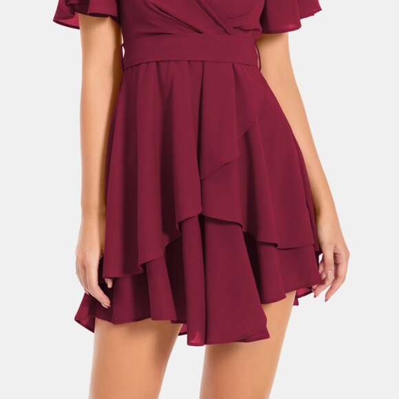 Surplice Neck Flutter Sleeve Dress - Picture 5 of 8